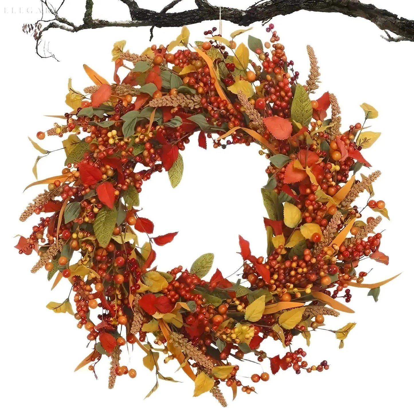 Warm Fall Wicker Door Wreath - Amber Leaf