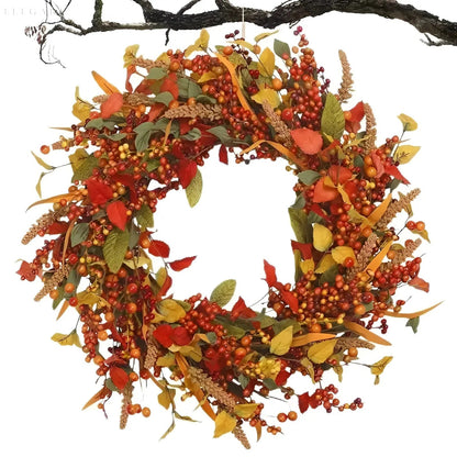 Warm Fall Wicker Door Wreath - Amber Leaf