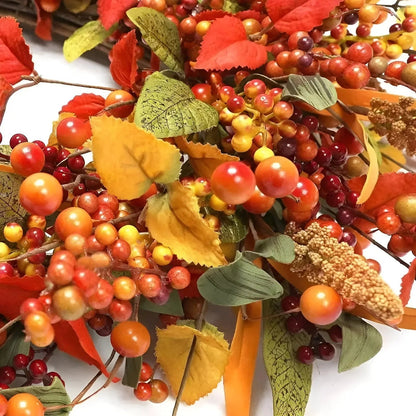 Warm Fall Wicker Door Wreath - Amber Leaf