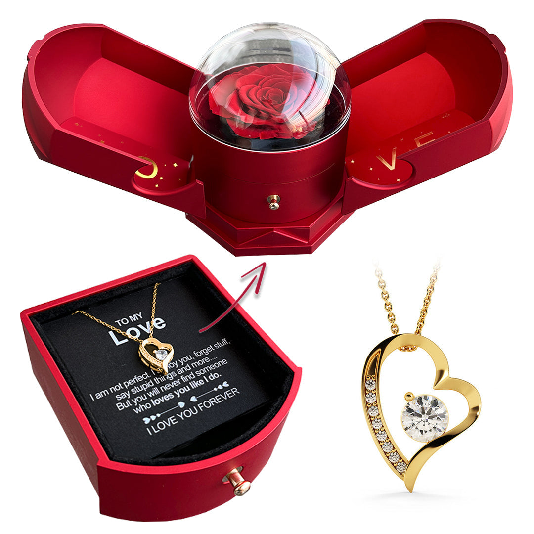 Romantic Rose Gift Box With Heart Necklace - Befez