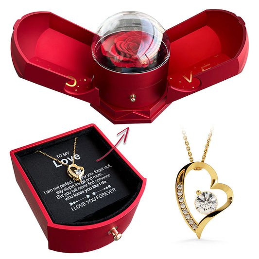 Romantic Rose Gift Box With Heart Necklace - Befez