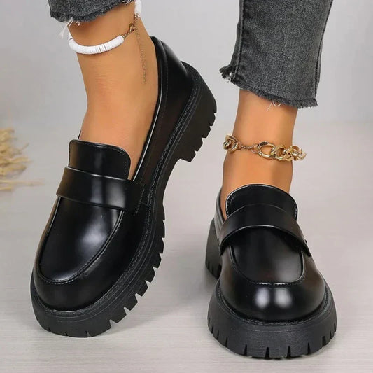 Comfortable Women's Thick Heel Loafers - Befez