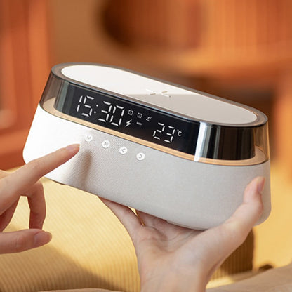 Compact Wireless Charger Clock Radio Bluetooth Speaker