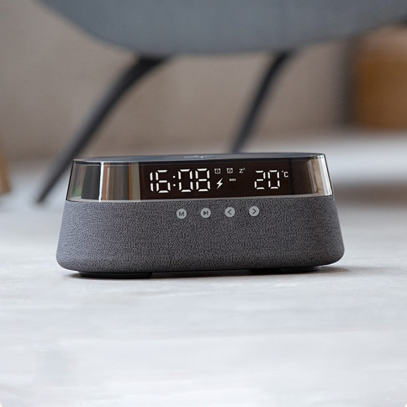 Compact Wireless Charger Clock Radio Bluetooth Speaker
