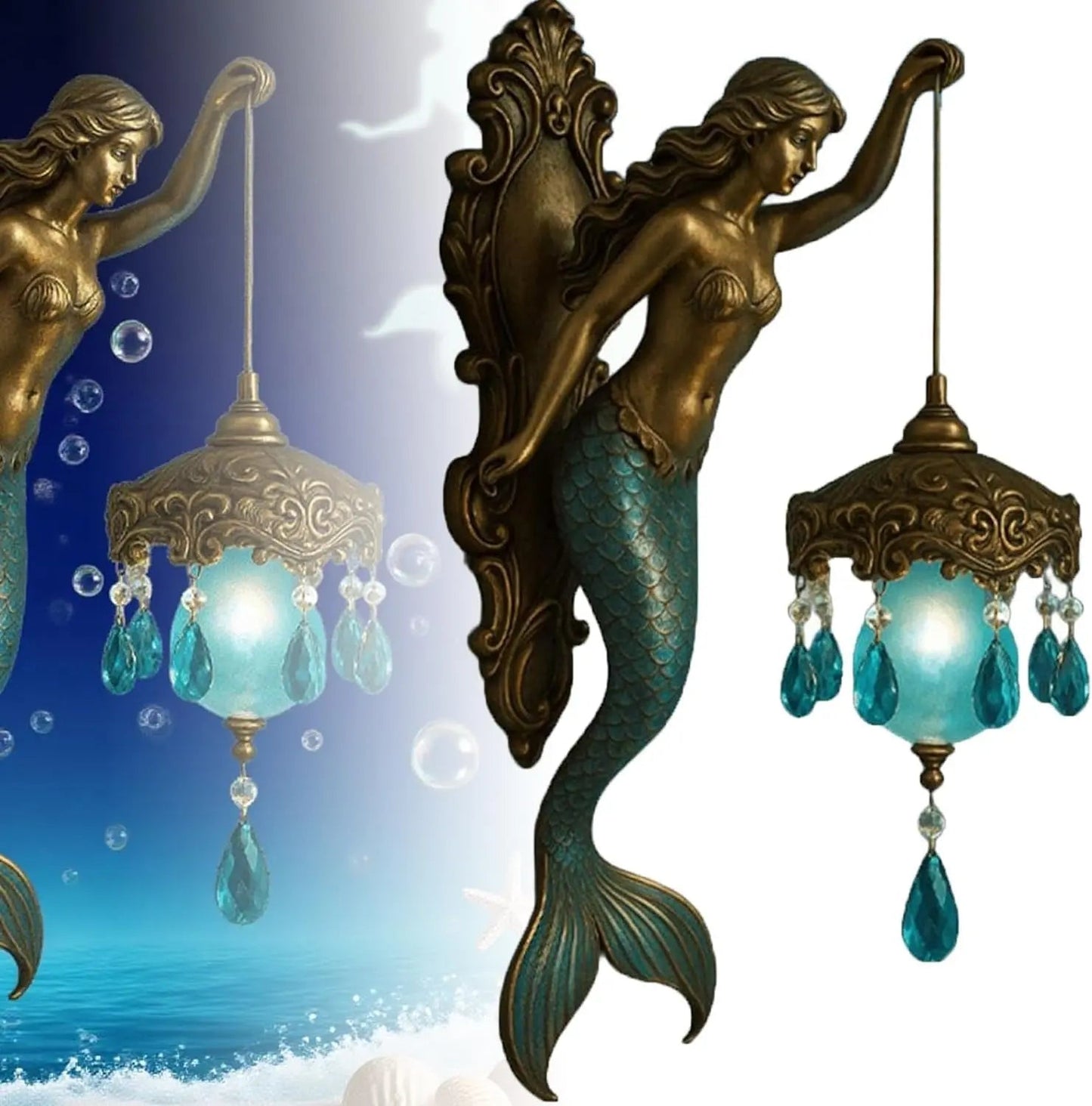 Beautiful Coastal Mermaid Wall Lamp