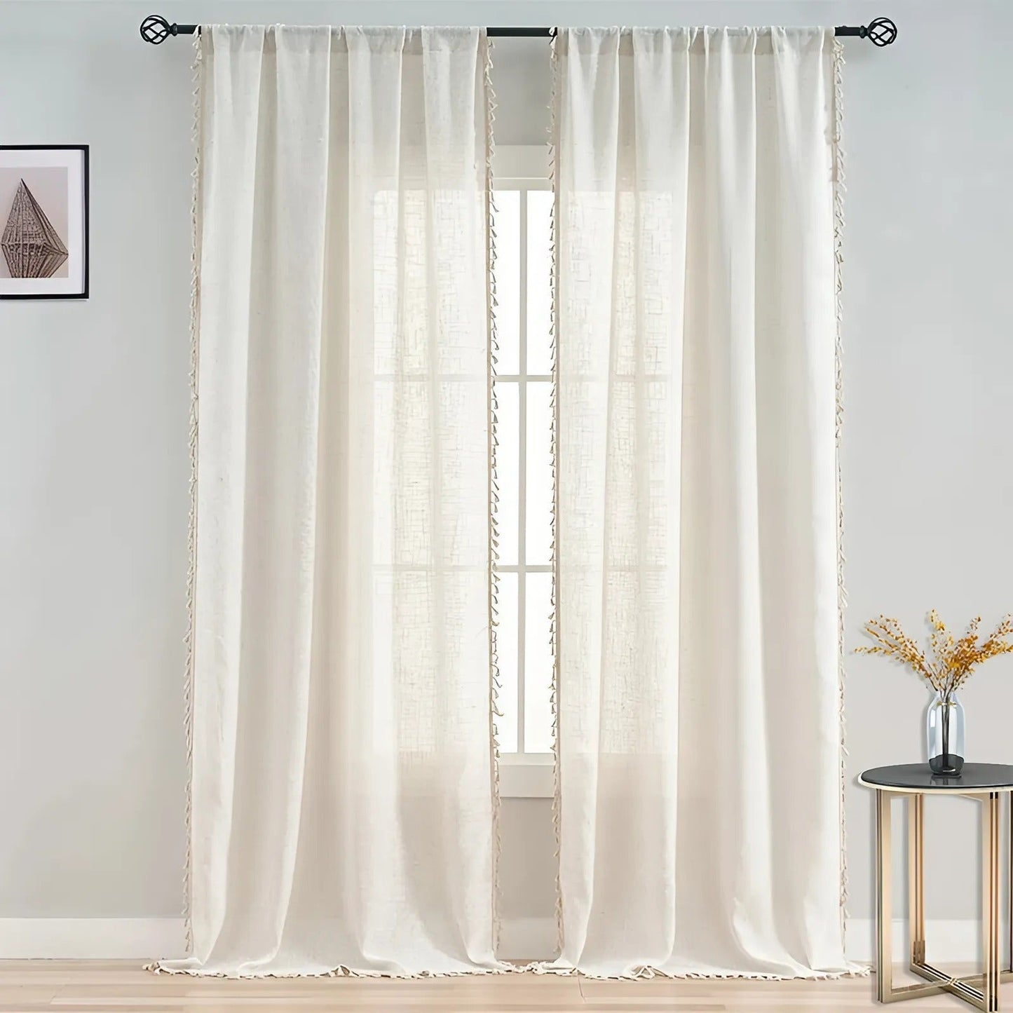 Boho Chic Natural Fiber Semi Sheer Curtains - Befez