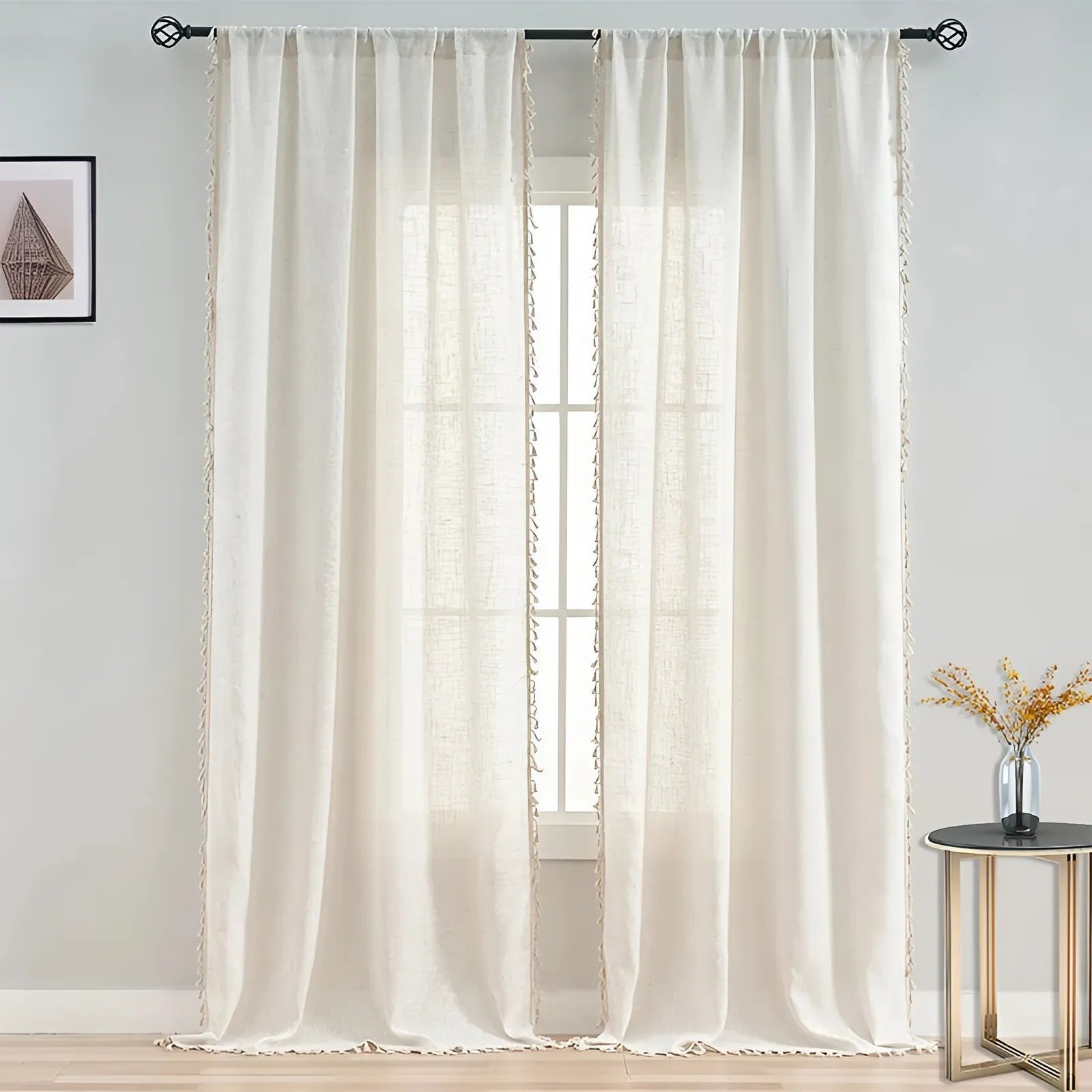 Boho Chic Natural Fiber Semi Sheer Curtains - Befez