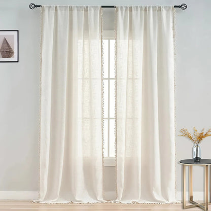 Boho Chic Natural Fiber Semi Sheer Curtains - Befez