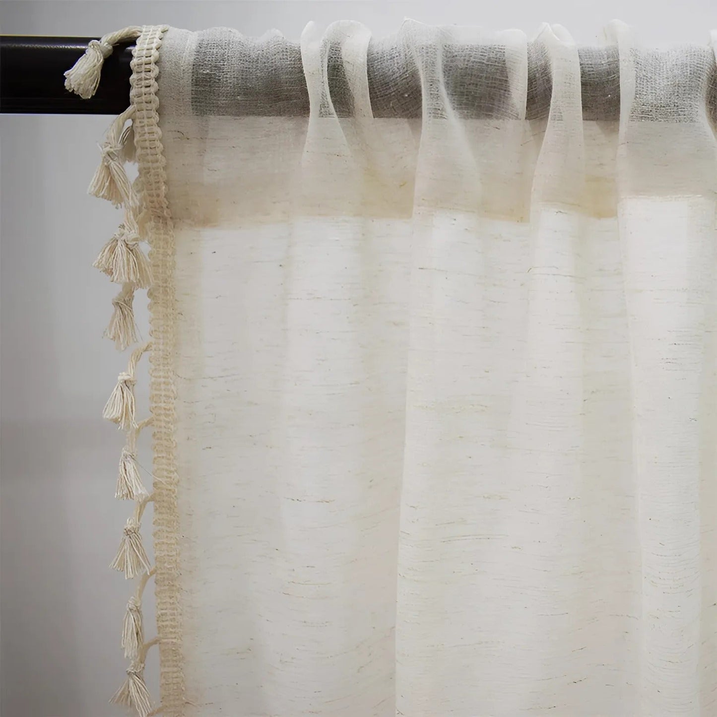 Boho Chic Natural Fiber Semi Sheer Curtains