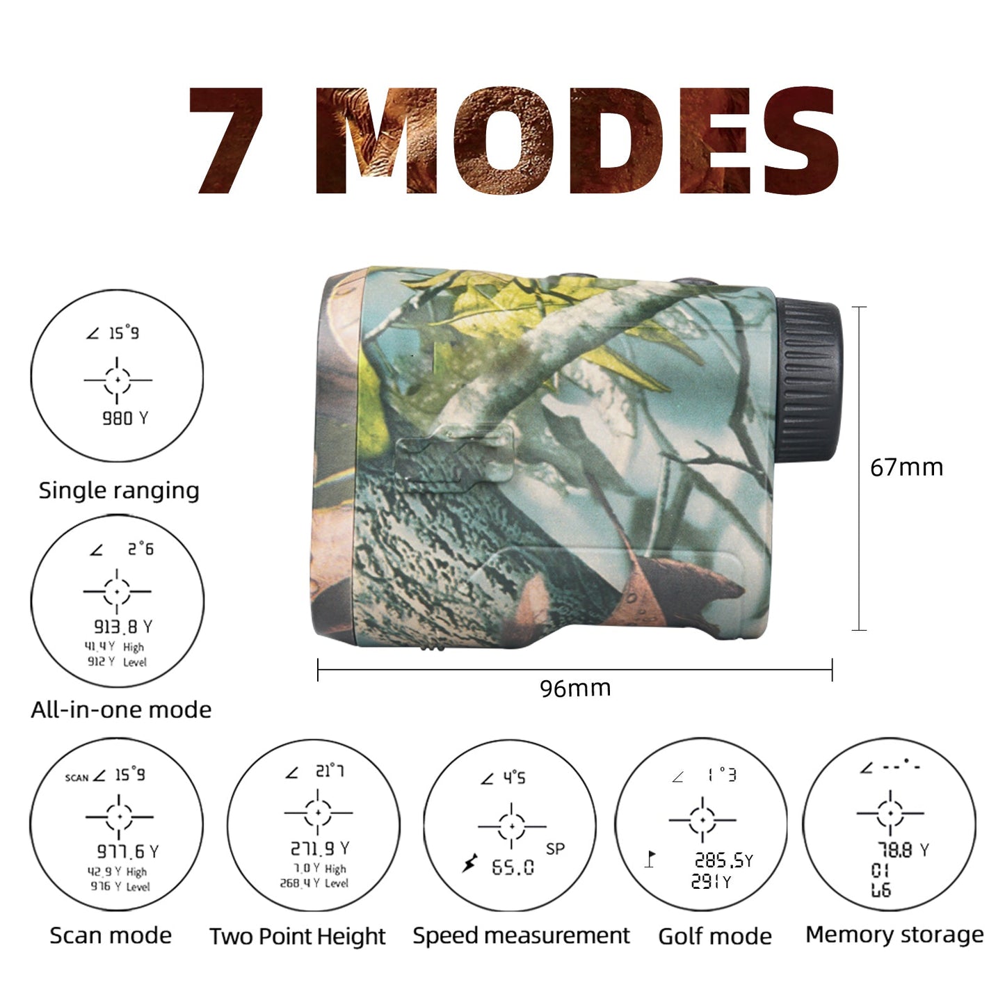 Compact Laser Distance Meter 1000m Waterproof Camo Rangefinder