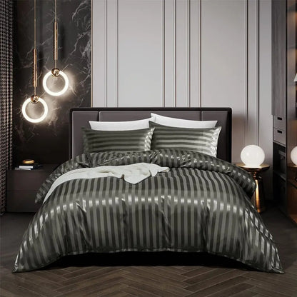 Soft Black Satin Bed Duvet Cover Set - Befez