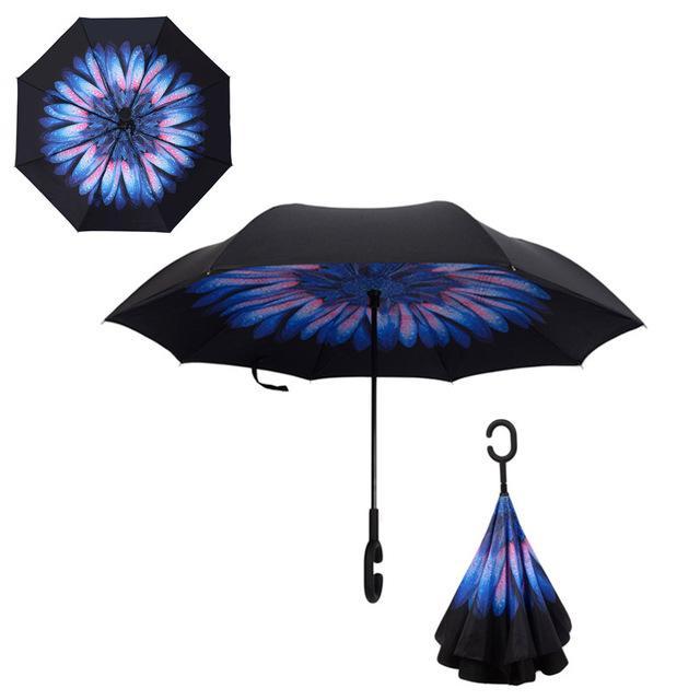 Windproof Reversible Handsfree Compact Umbrella