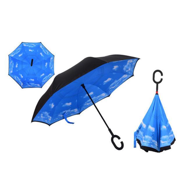 Windproof Reversible Handsfree Compact Umbrella