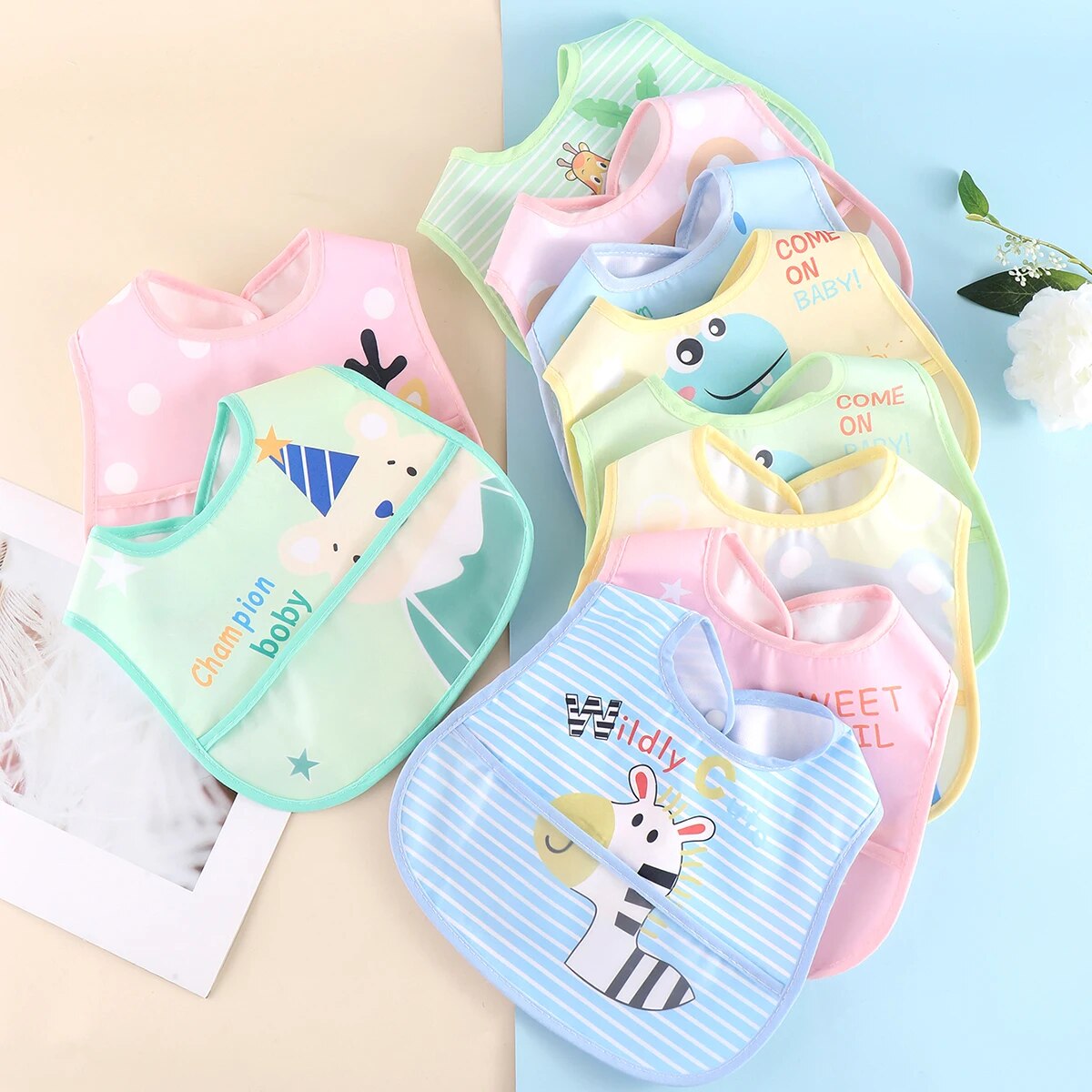 Soft Washable Baby Drool Bibs Set of 5