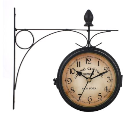 Large Black Double Faced Outdoor Station Clock