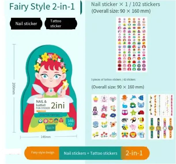 Fun Kids Nail Art Stickers 120 Pack - Befez