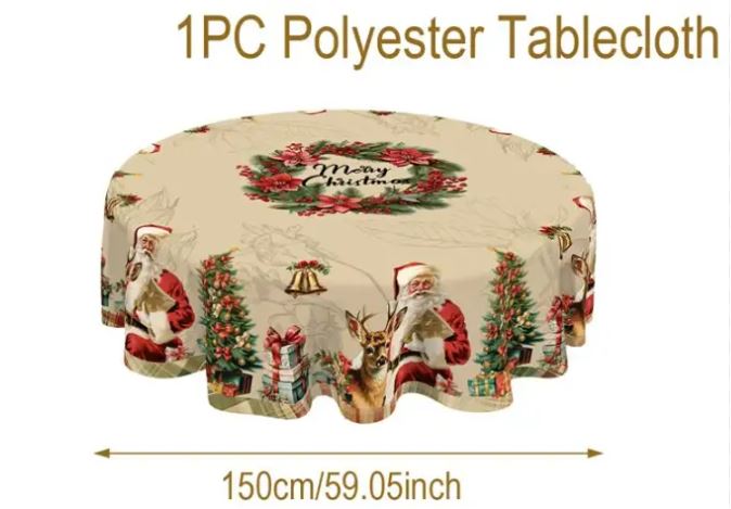 Christmas Table Cover Santa Snowman Design