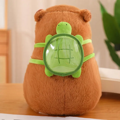 Adorable Capybara with Cute Turtle Backpack