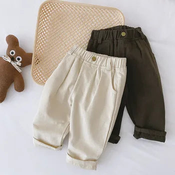 Soft Boys Trousers with Elastic Waistband - Beige - Befez