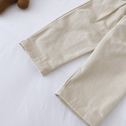 Soft Boys Trousers with Elastic Waistband - Beige