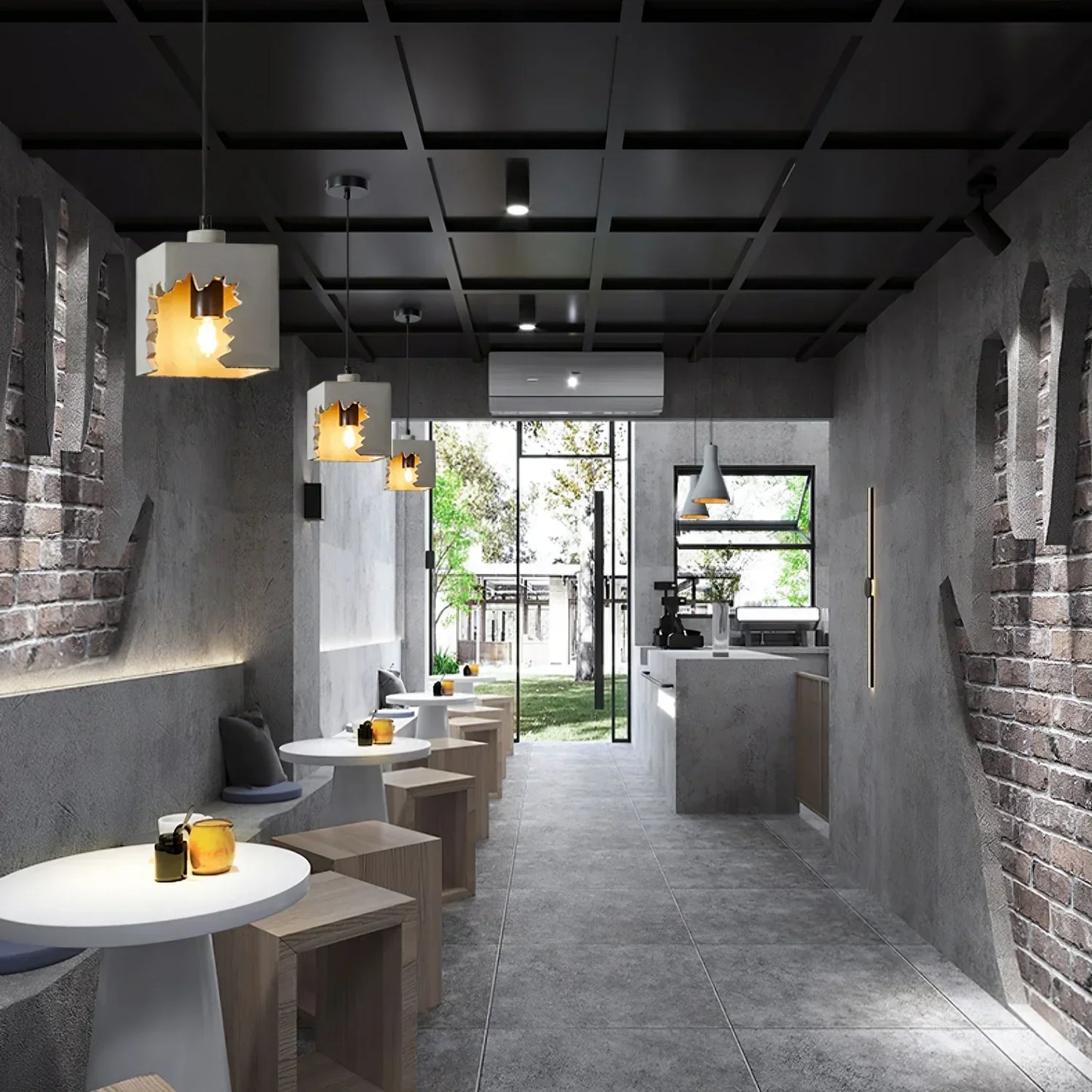 Modern Grey Cement Hanging Light