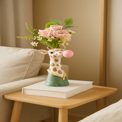 Colorful Animal Print Glass Vase
