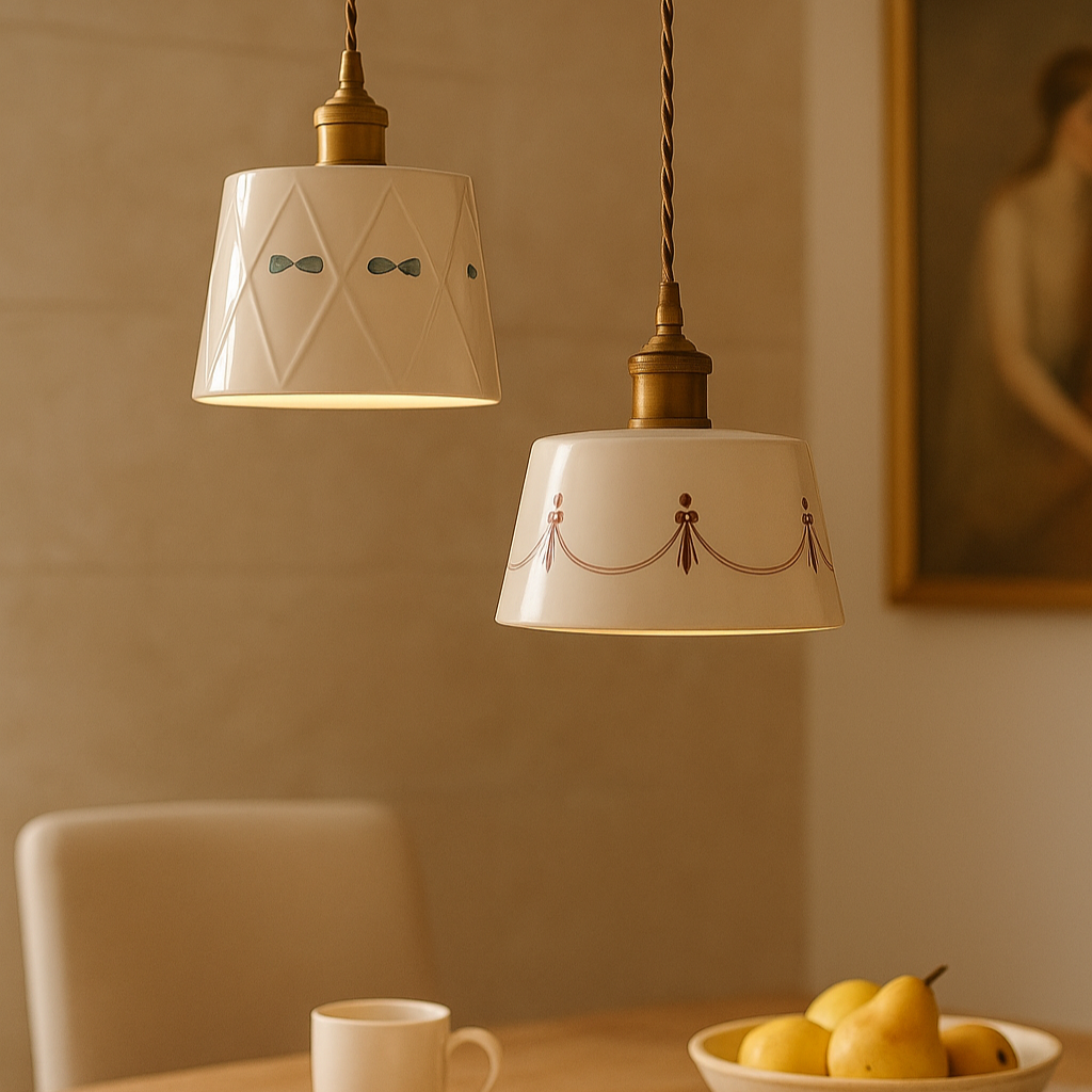 Beautiful Hanging Lamp with Vintage Ceramic Design