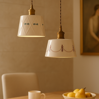 Beautiful Hanging Lamp with Vintage Ceramic Design