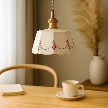 Beautiful Hanging Lamp with Vintage Ceramic Design