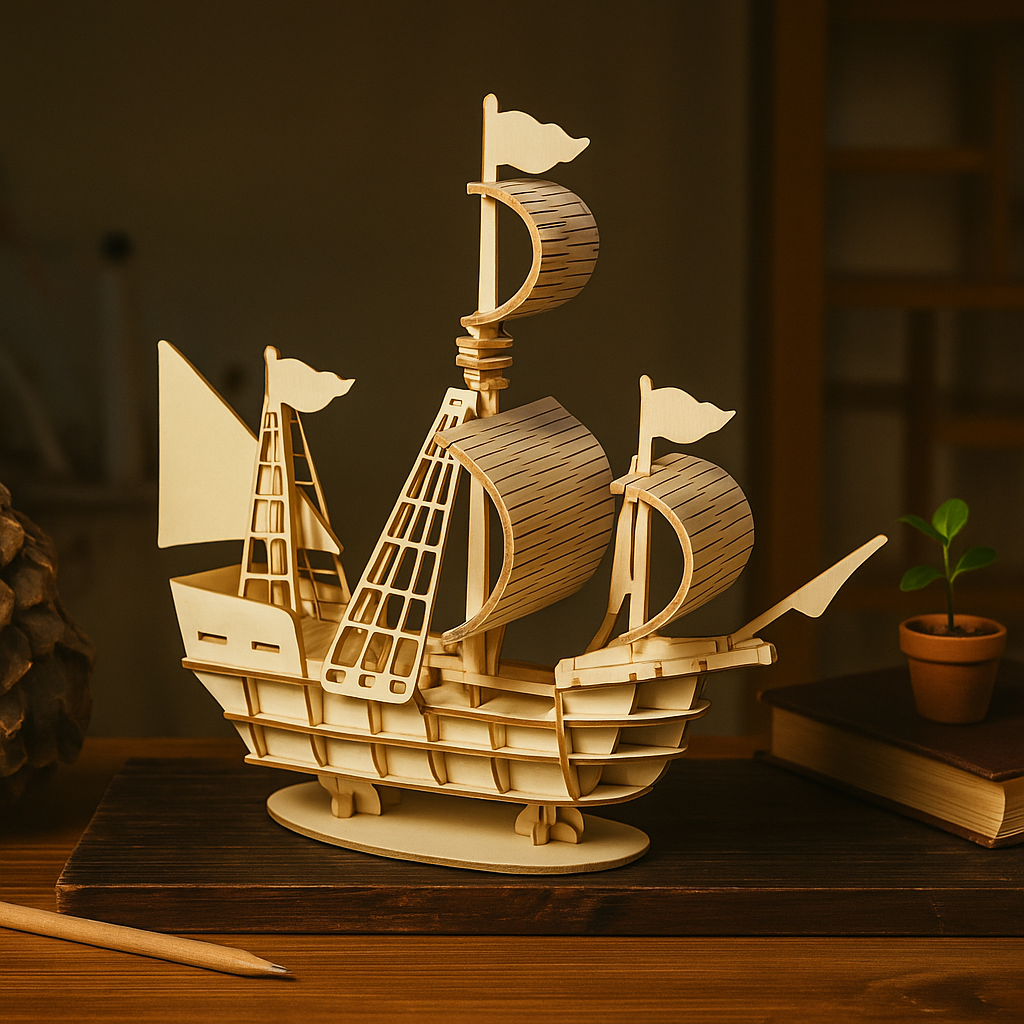 Wooden Sailing Ship 3D Puzzle Kit
