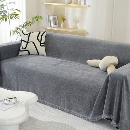 Soft Chenille Throw Blanket with Tassels