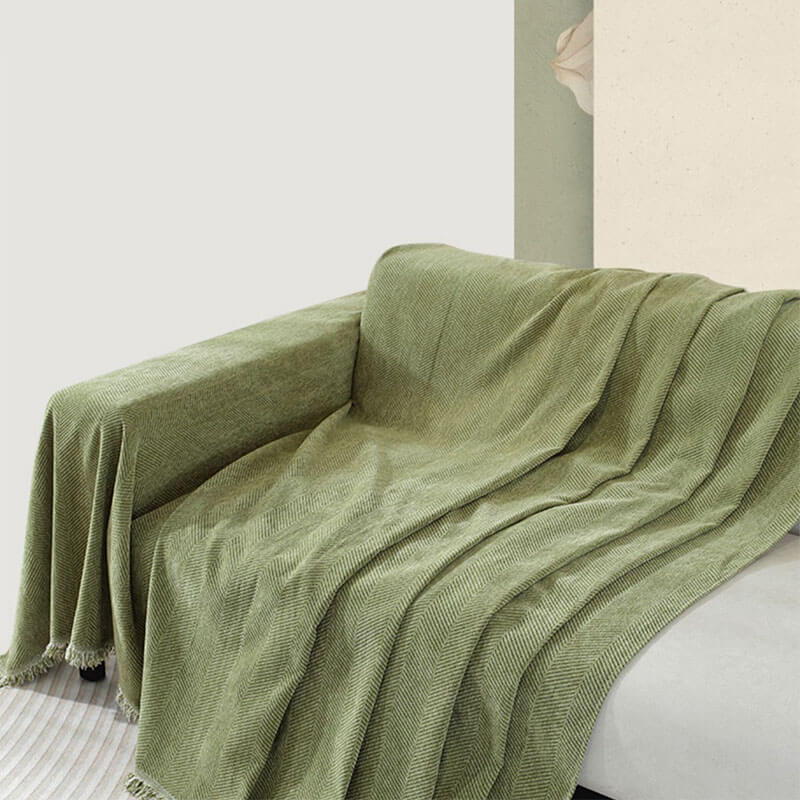 Soft Chenille Throw Blanket with Tassels