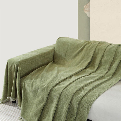 Soft Chenille Throw Blanket with Tassels