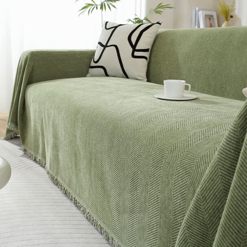 Soft Chenille Throw Blanket with Tassels