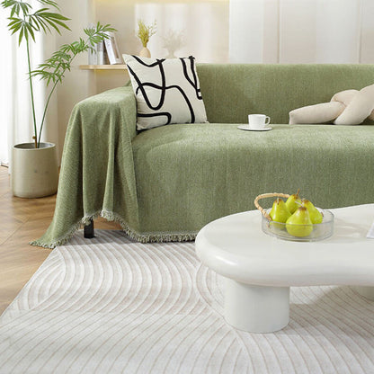 Soft Chenille Throw Blanket with Tassels