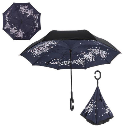 Windproof Reversible Handsfree Compact Umbrella