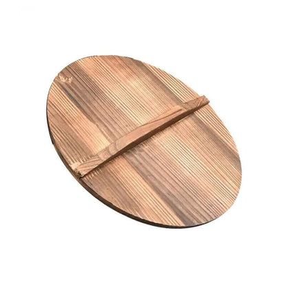 Traditional Handcrafted Iron Wok with Wooden Lid