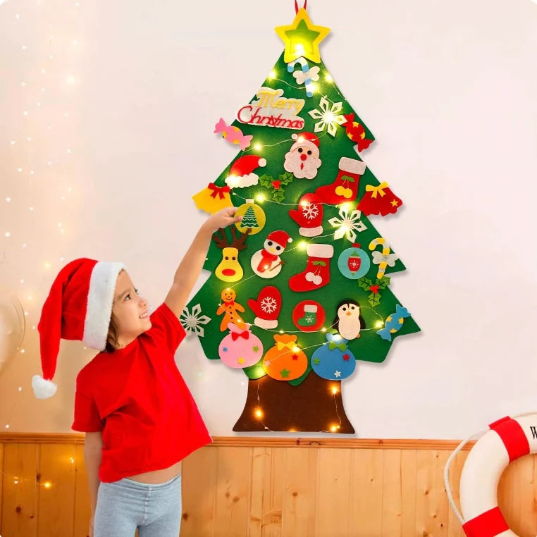 Colorful Felt Christmas Tree with String Lights - Befez