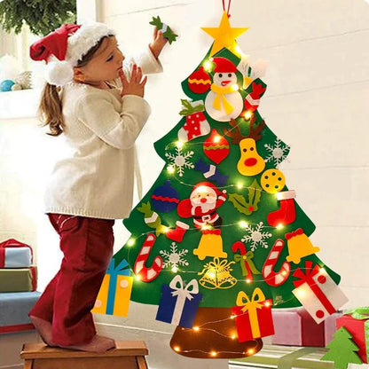 Colorful Felt Christmas Tree with String Lights