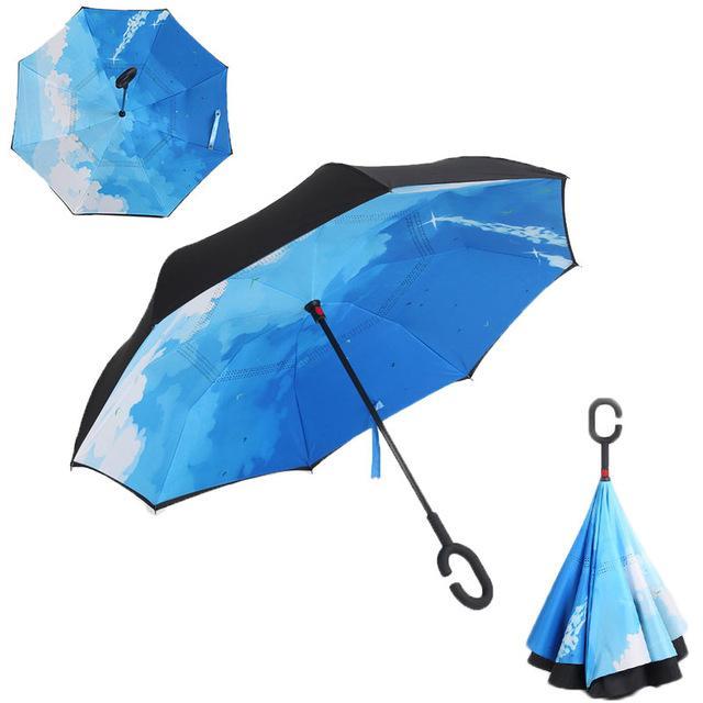 Windproof Reversible Handsfree Compact Umbrella