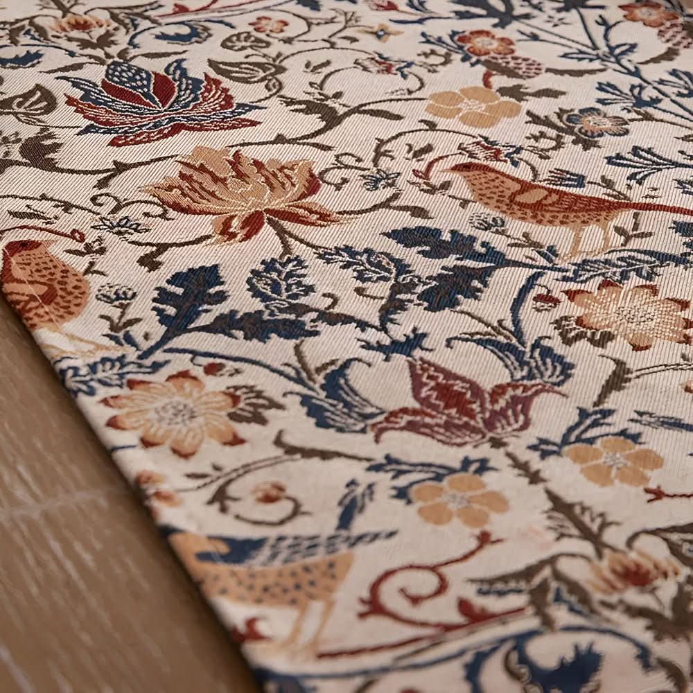 Beautiful Floral Table Runner with Bird Pattern