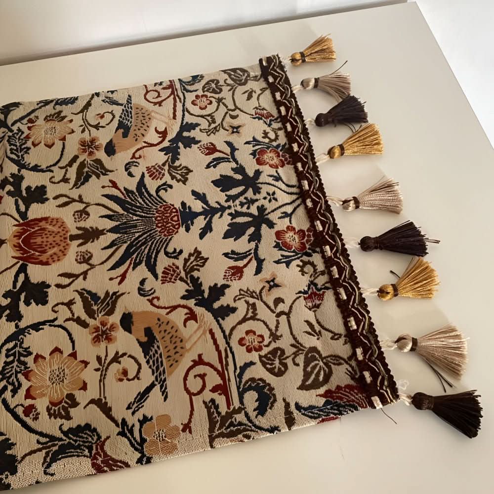 Beautiful Floral Table Runner with Bird Pattern