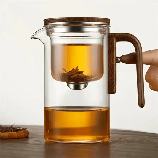 Clear Glass Teapot with Wood Handle - Befez