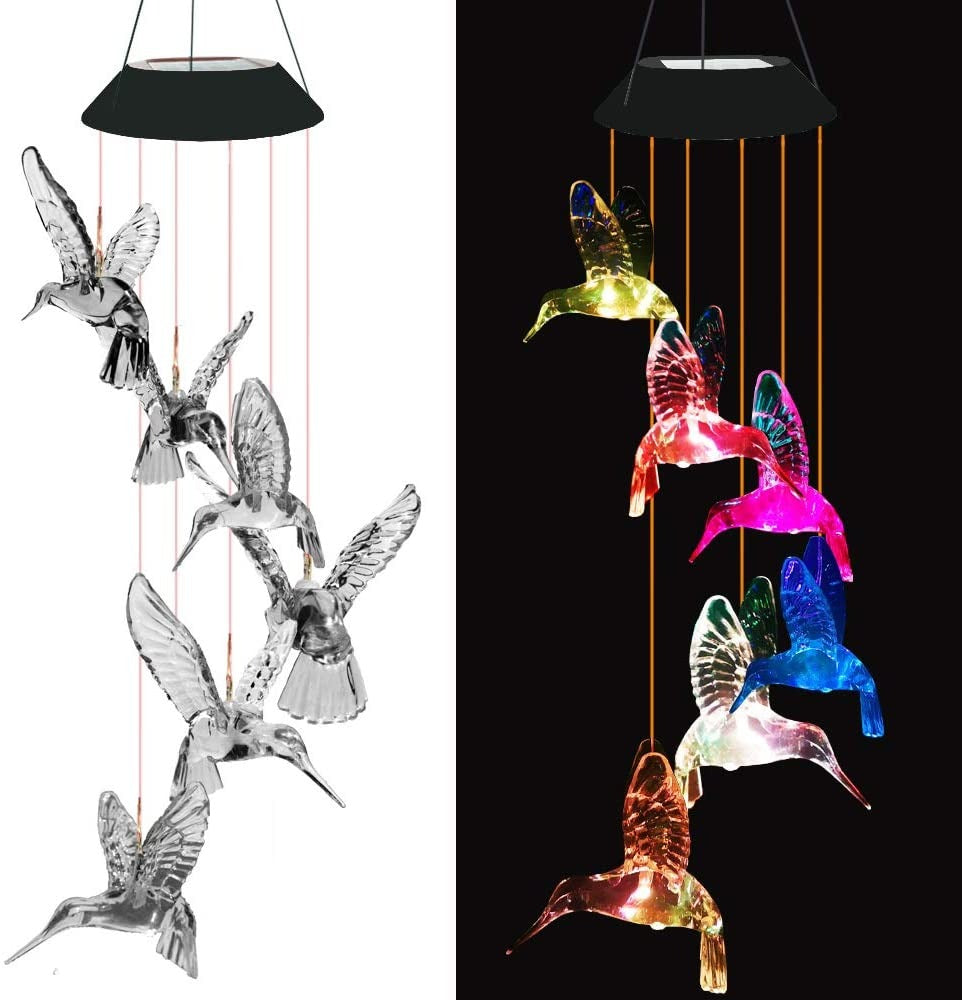 Colorful Solar Powered Hummingbird Garden Lights