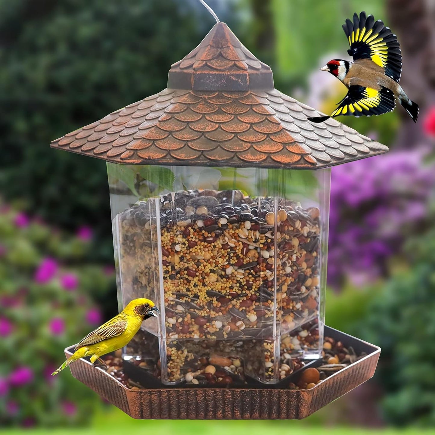 Befez | Garden Bird Feeder with Metal Roof