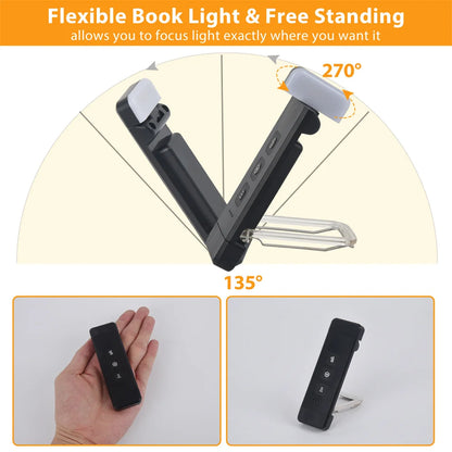 Compact LED Book Light with USB Rechargeable Clip