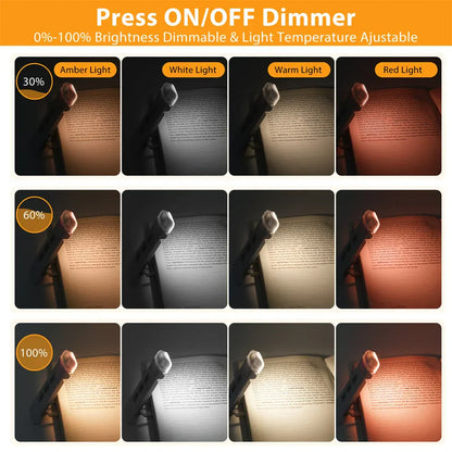 Compact LED Book Light with USB Rechargeable Clip