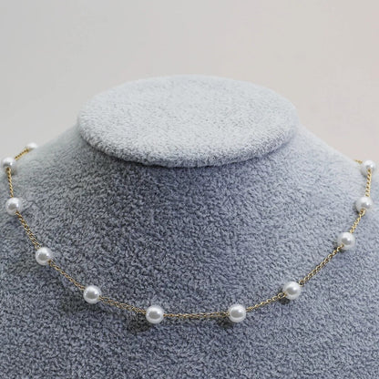 Elegant White Pearl Chain Necklace