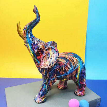 Vibrant Elephant Figurine Exquisite Modern Art Decor