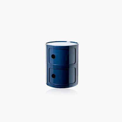 Compact Round End Table with Storage Bins